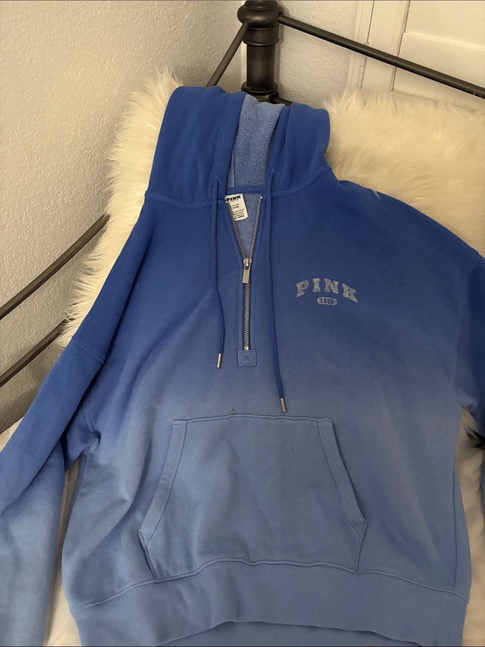 PINK Victoria's Secret Blue Ombre Half-Zip Hoodie
